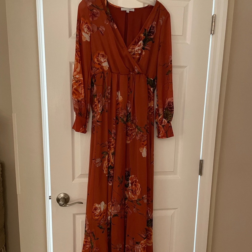 Orange floral maxi dress